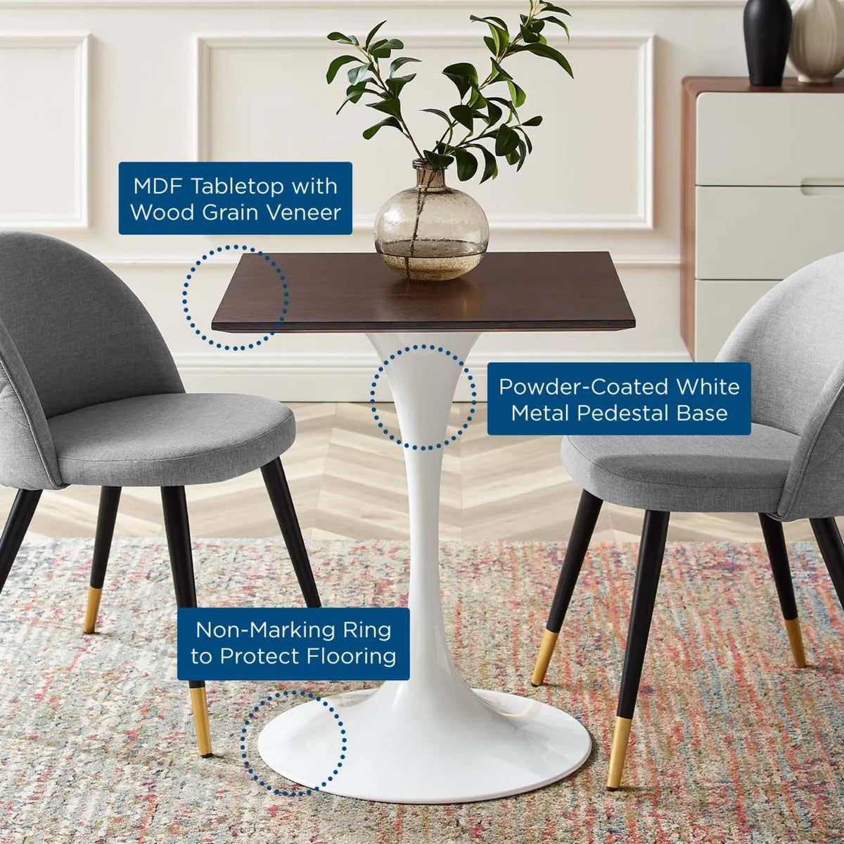 24" Square Dining Table White Cherry Walnut H49753