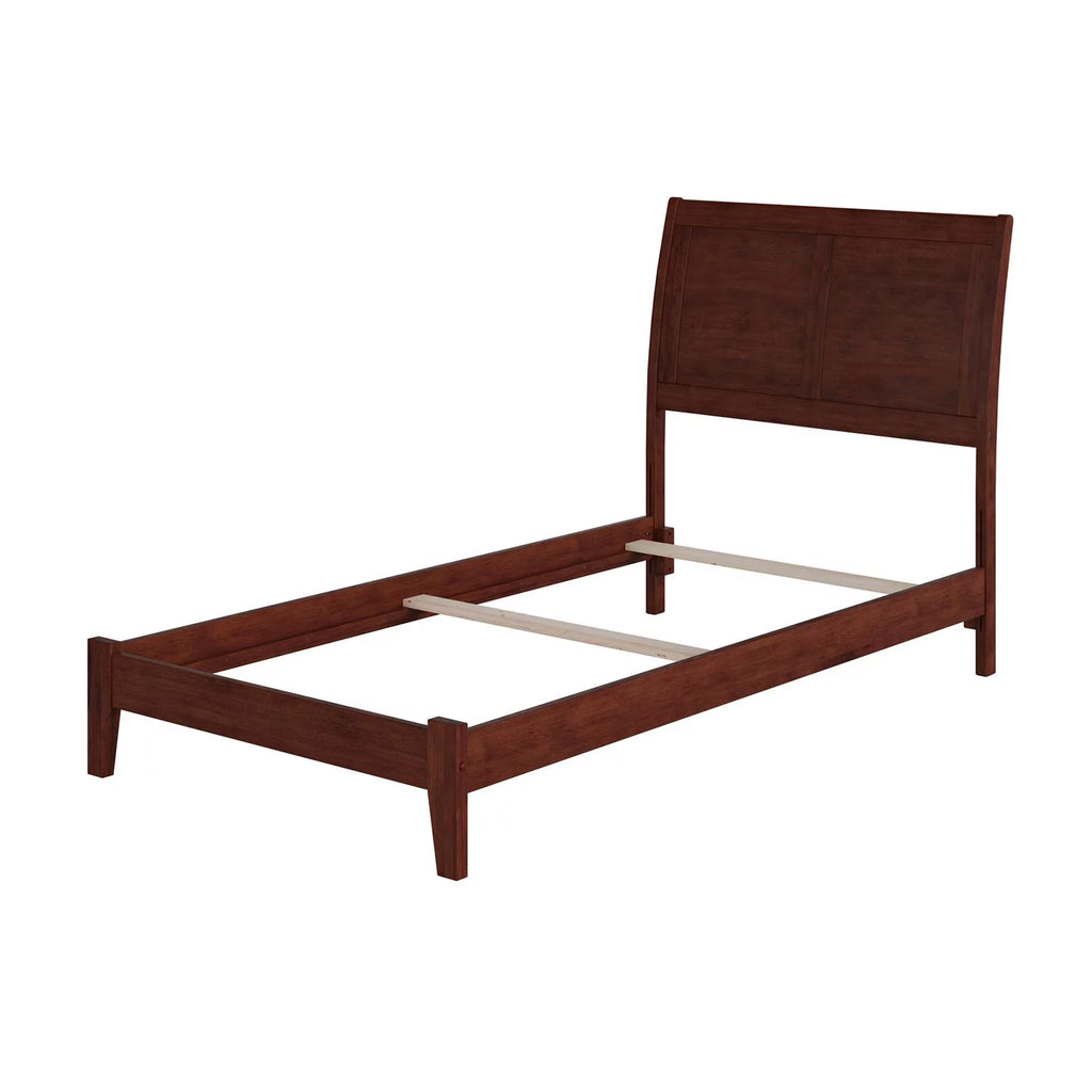 Queen Solid Wood Panel Bed with USB Charger in Walnut U224