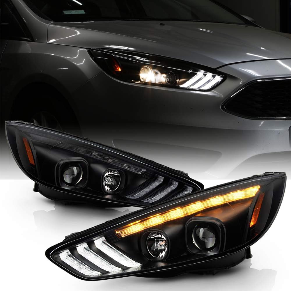 2015-2018 Ford Focus Black Housing Projector Headlights F3663