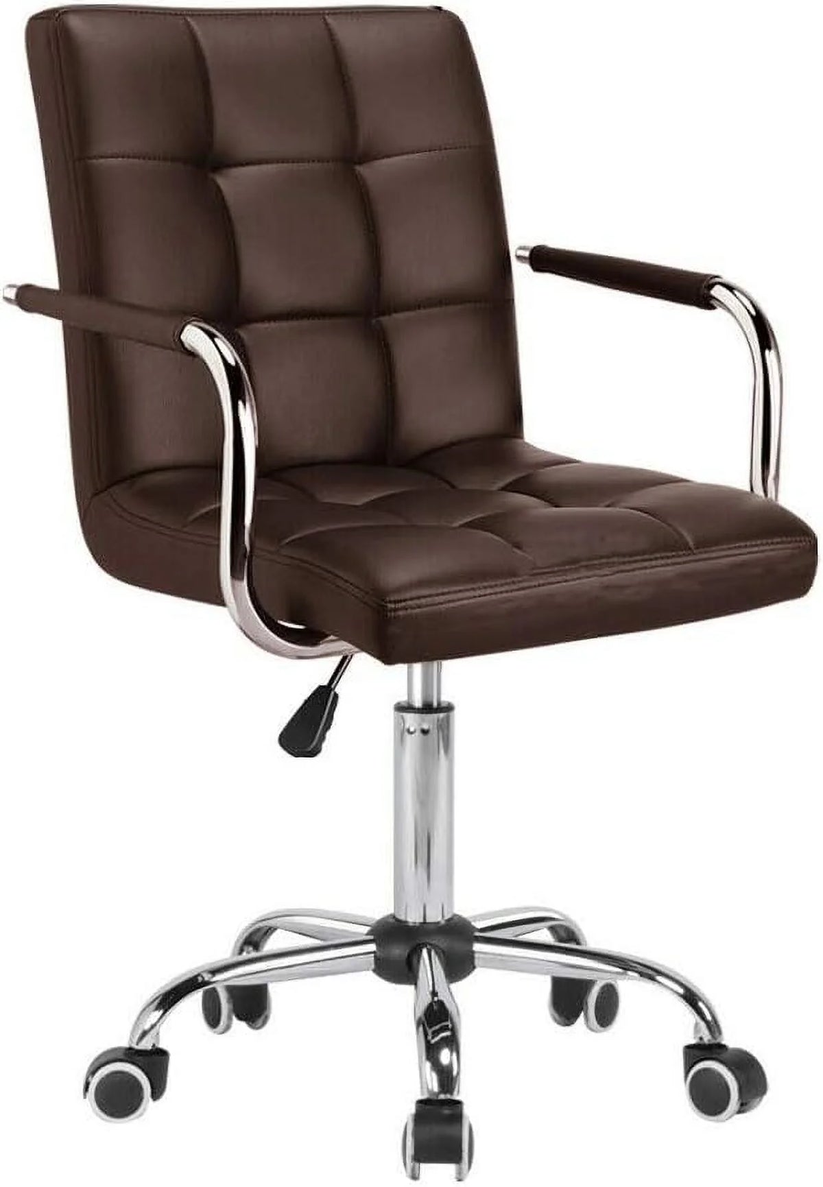 Ribbed PU Leather Office Chair with Wheels K738