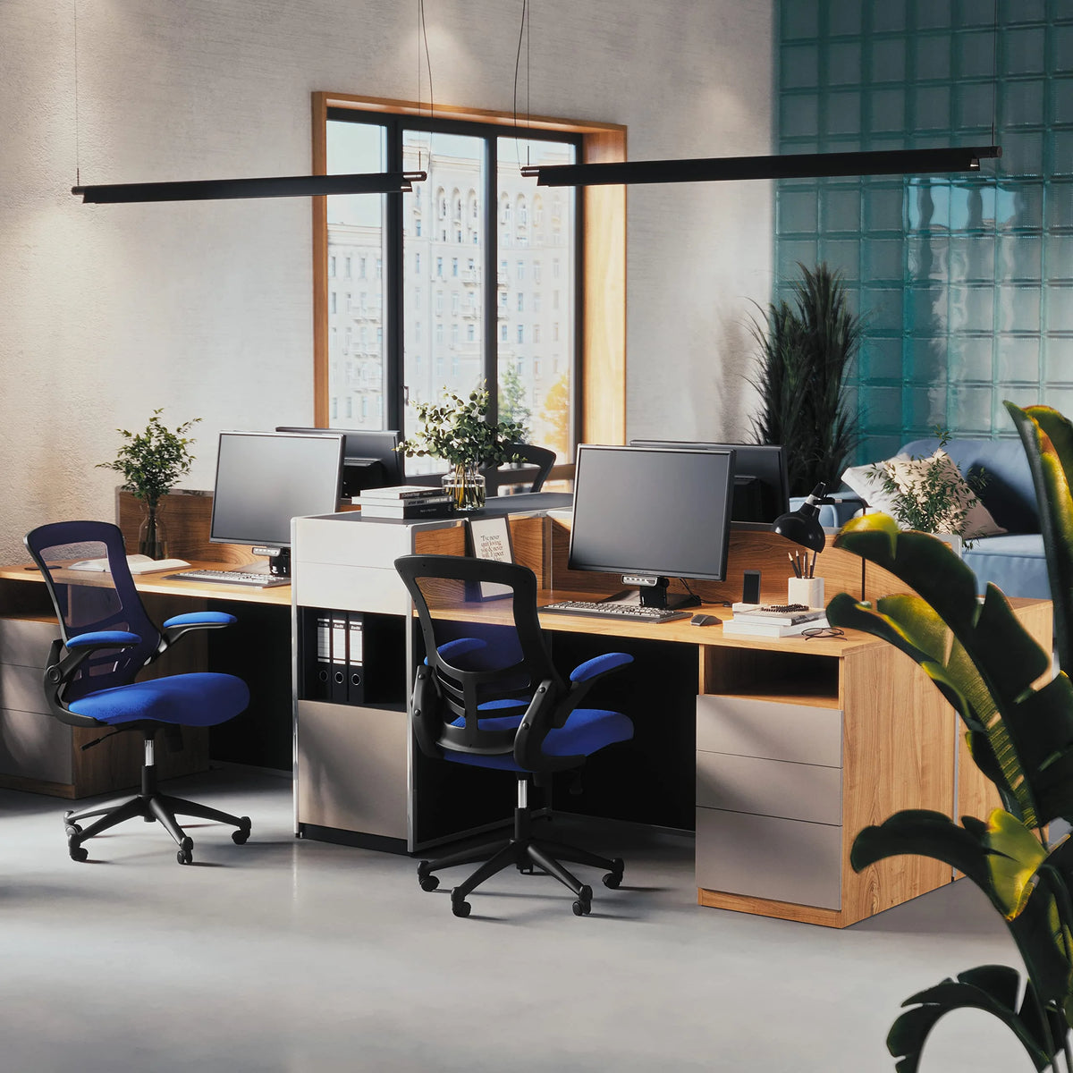 Blue Mid-Back Mesh Office Chair L23704