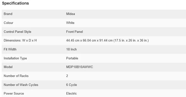 White Portable Dishwasher P4867