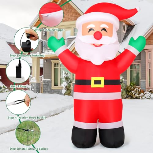 5.2 FT Christmas Inflatables Santa Claus with Built-in LEDs T32075