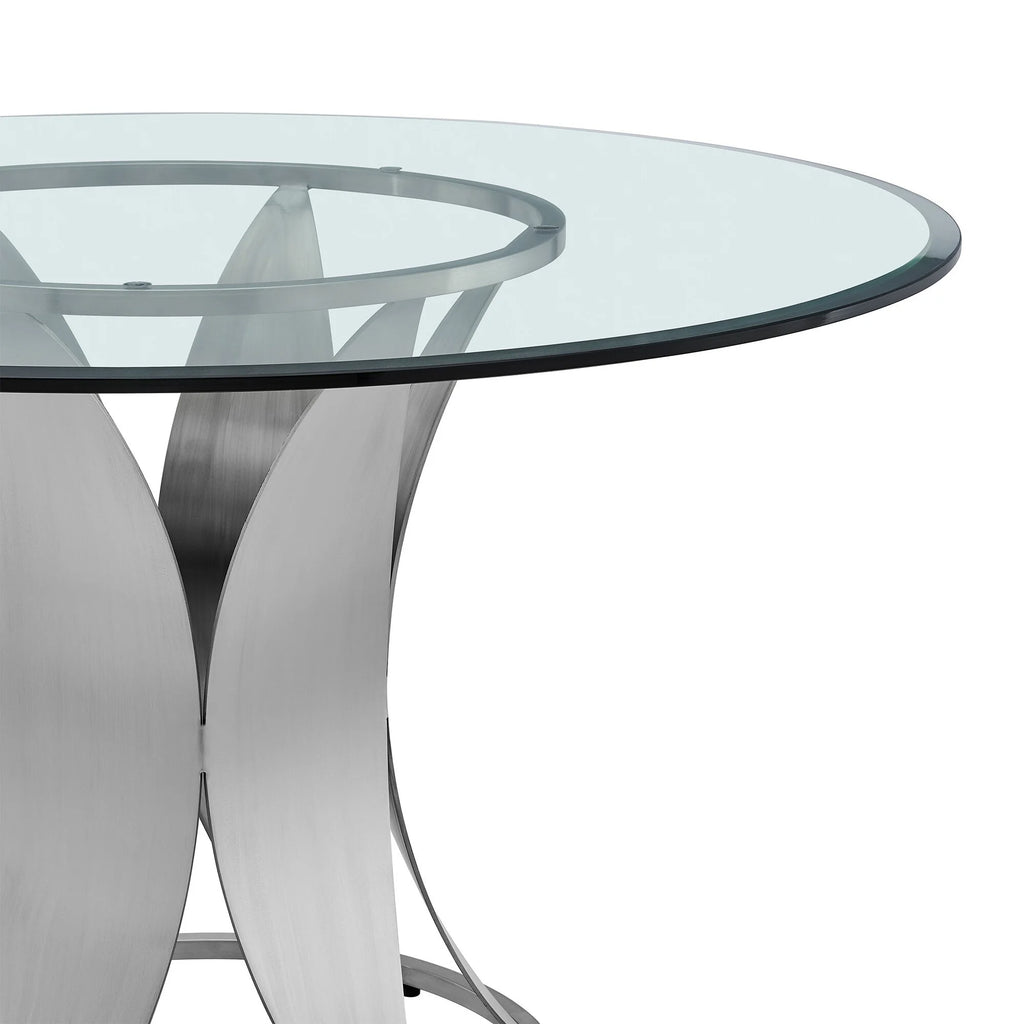 48 Inch Round Glass Top Dining Table with Pedestal Base X724990