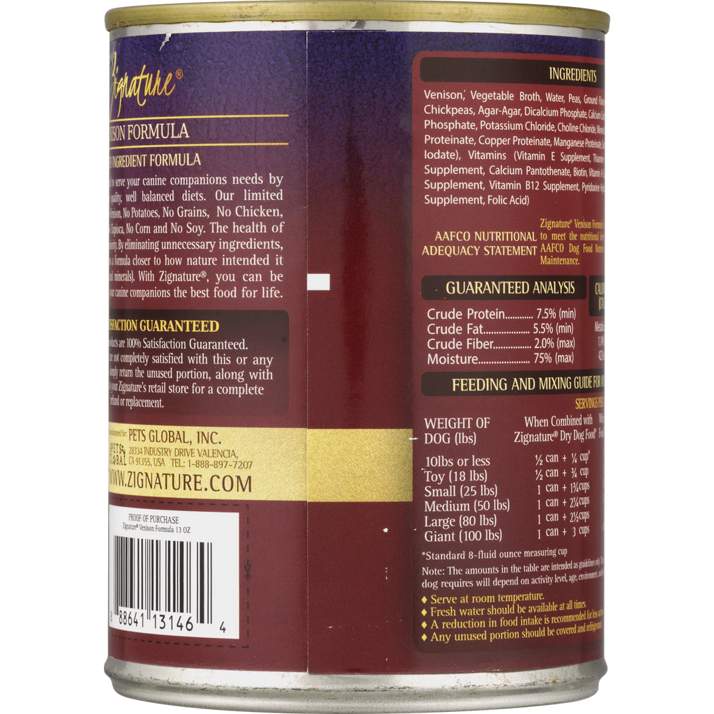 Venison Formula Wet Dog Food 13 Oz Y125