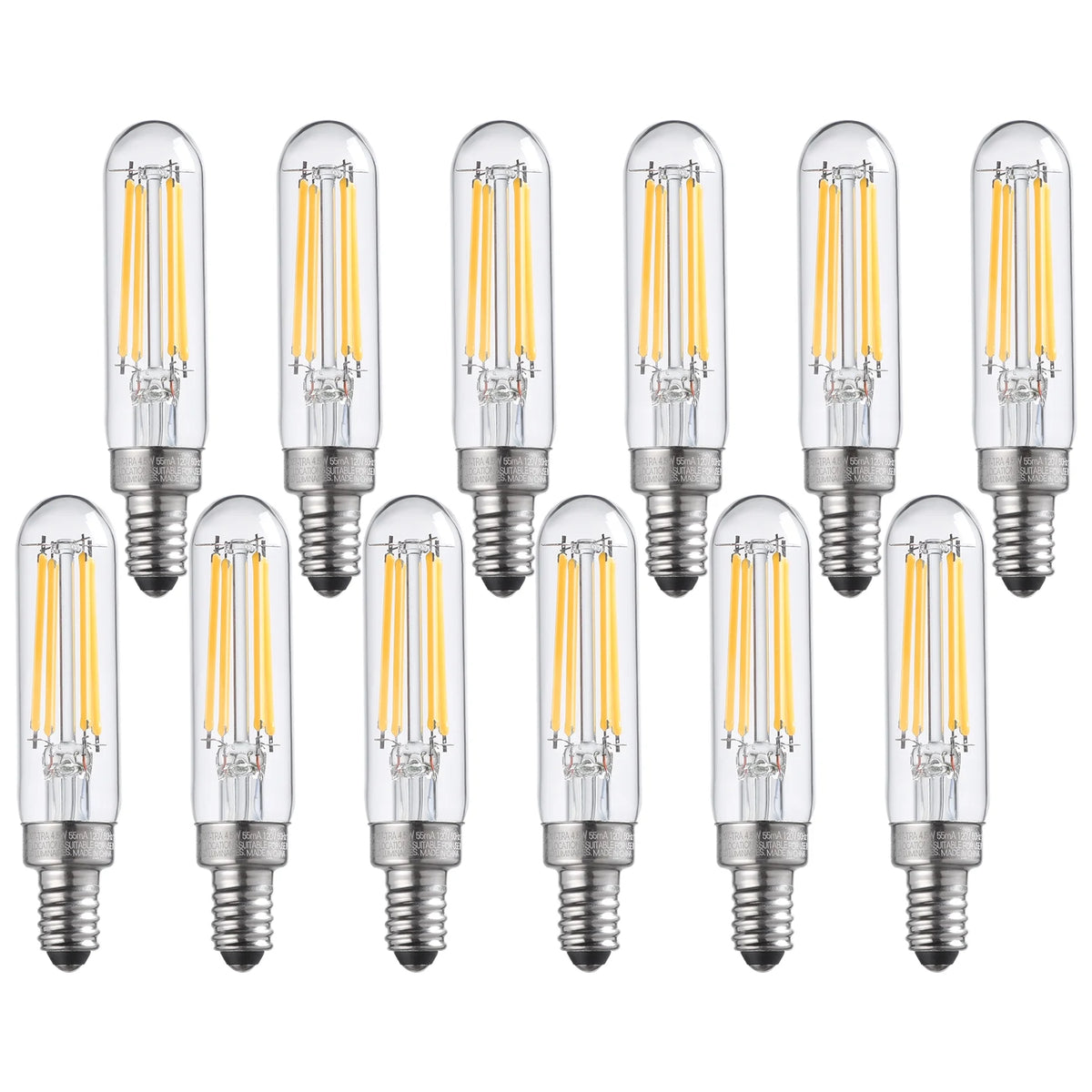 12Pack T6 LED Tubular Bulb 4.5W E12 Base Dimmable 2700K Soft White S41648
