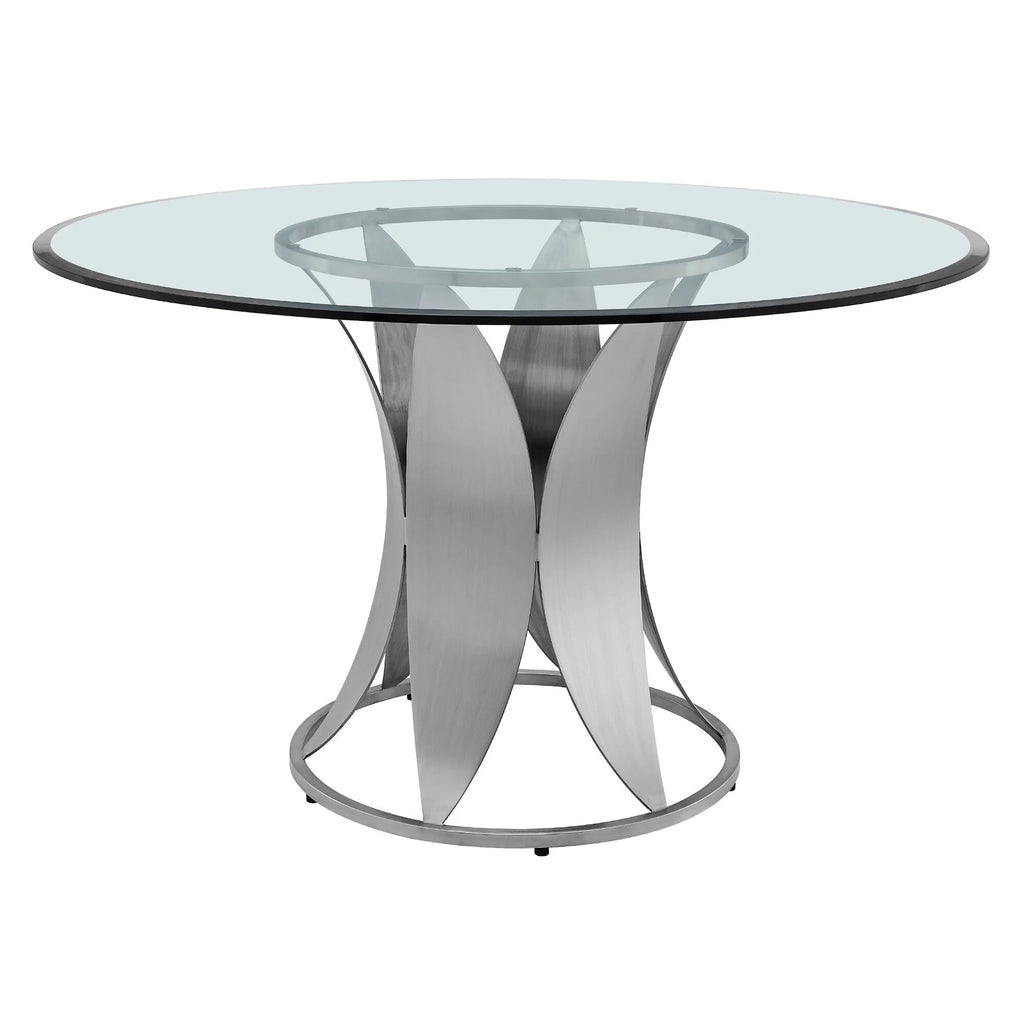 48 Inch Round Glass Top Dining Table with Pedestal Base X724990