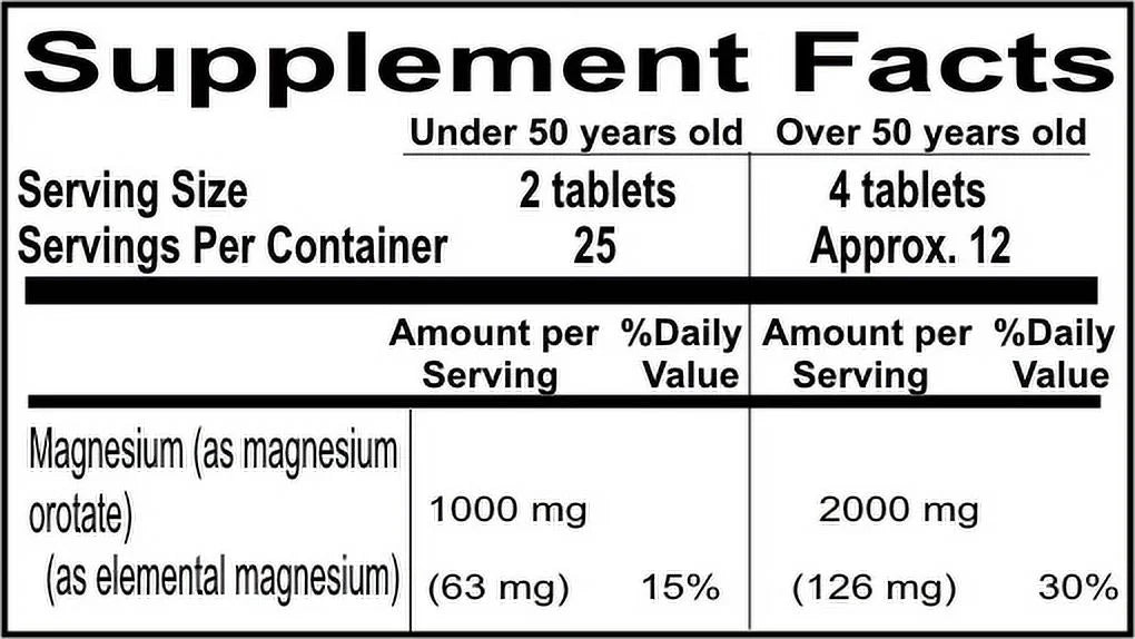 Magnesium Orotate 500 mg 50 Tablets U879588