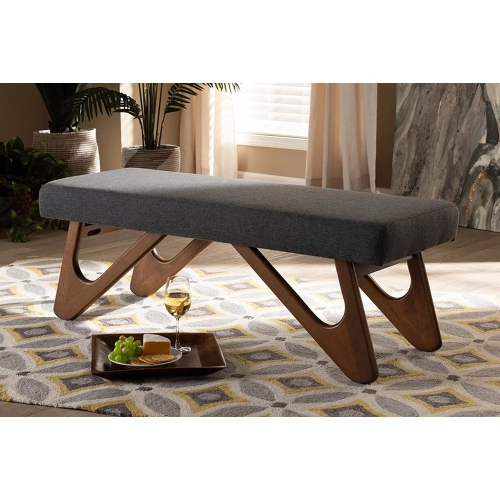 Dark Grey Fabric Upholstered Bench O537449