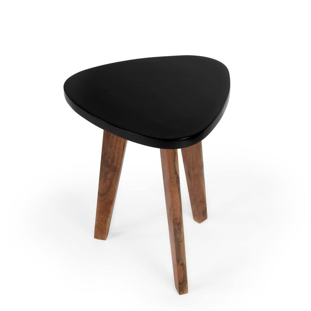 Black Bunching Table with 3 Angled Acacia Wood Legs S2974
