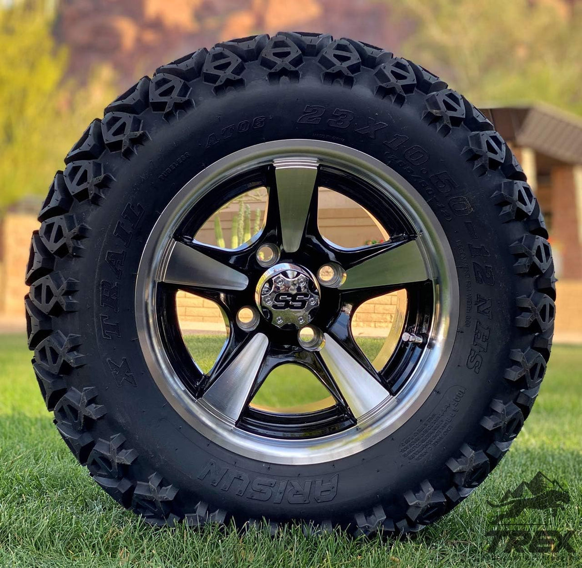 12 Machined Black Aluminum Wheels and All Terrain Tires Set of 4 I6572