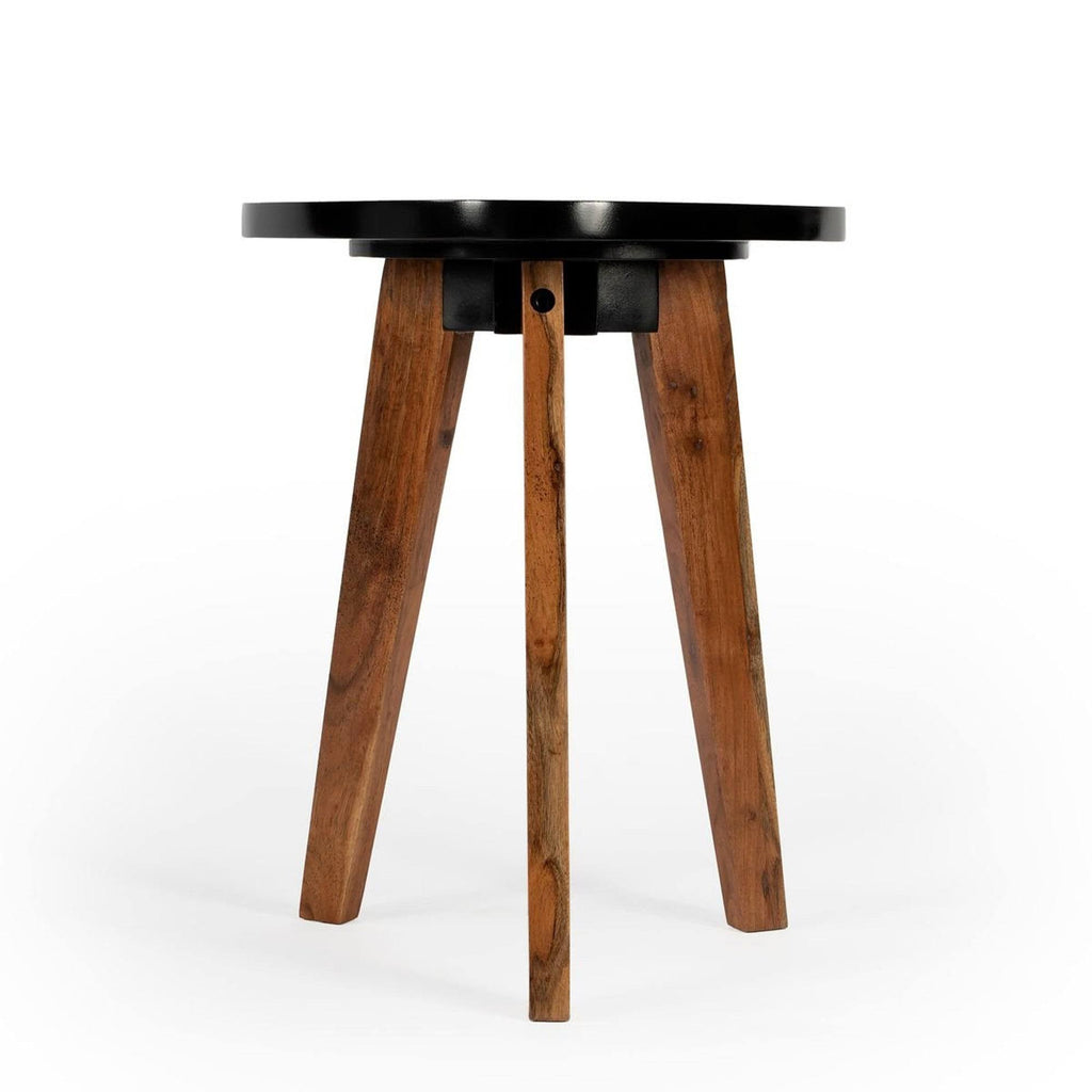 Black Bunching Table with 3 Angled Acacia Wood Legs S2974