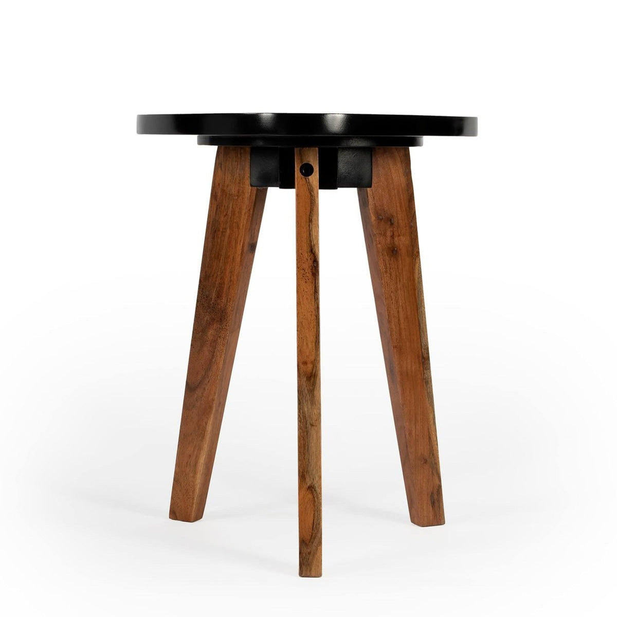 Black Bunching Table with 3 Angled Acacia Wood Legs S2974