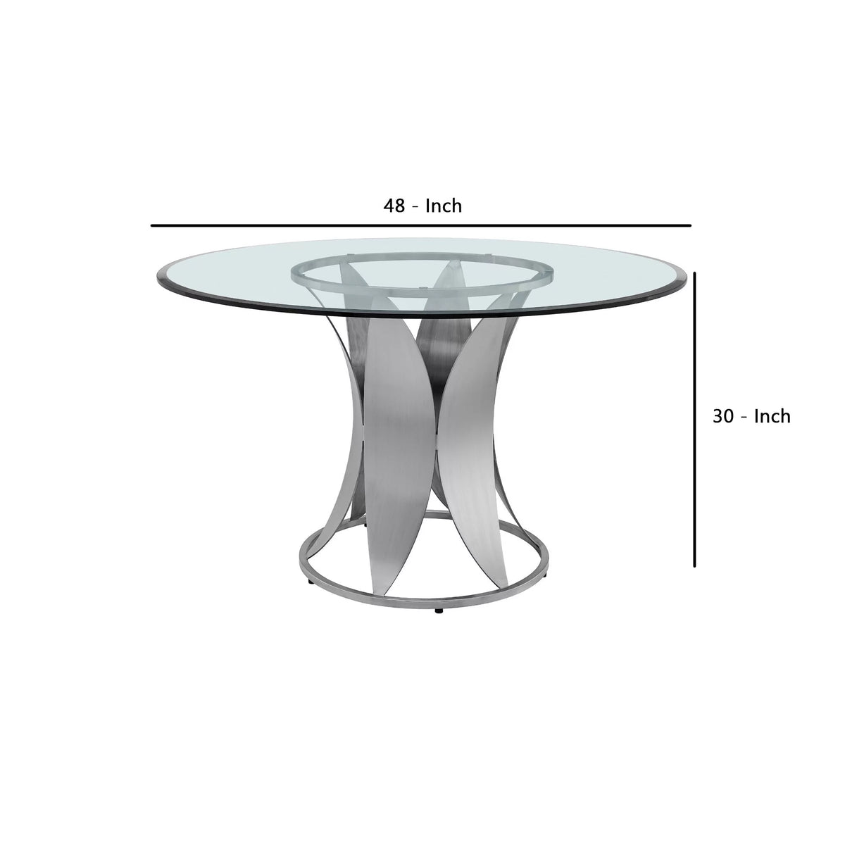 48 Inch Round Glass Top Dining Table with Pedestal Base X724990