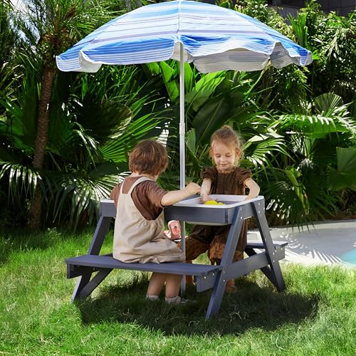 3-in-1 Kids Picnic Table with Umbrella T977911