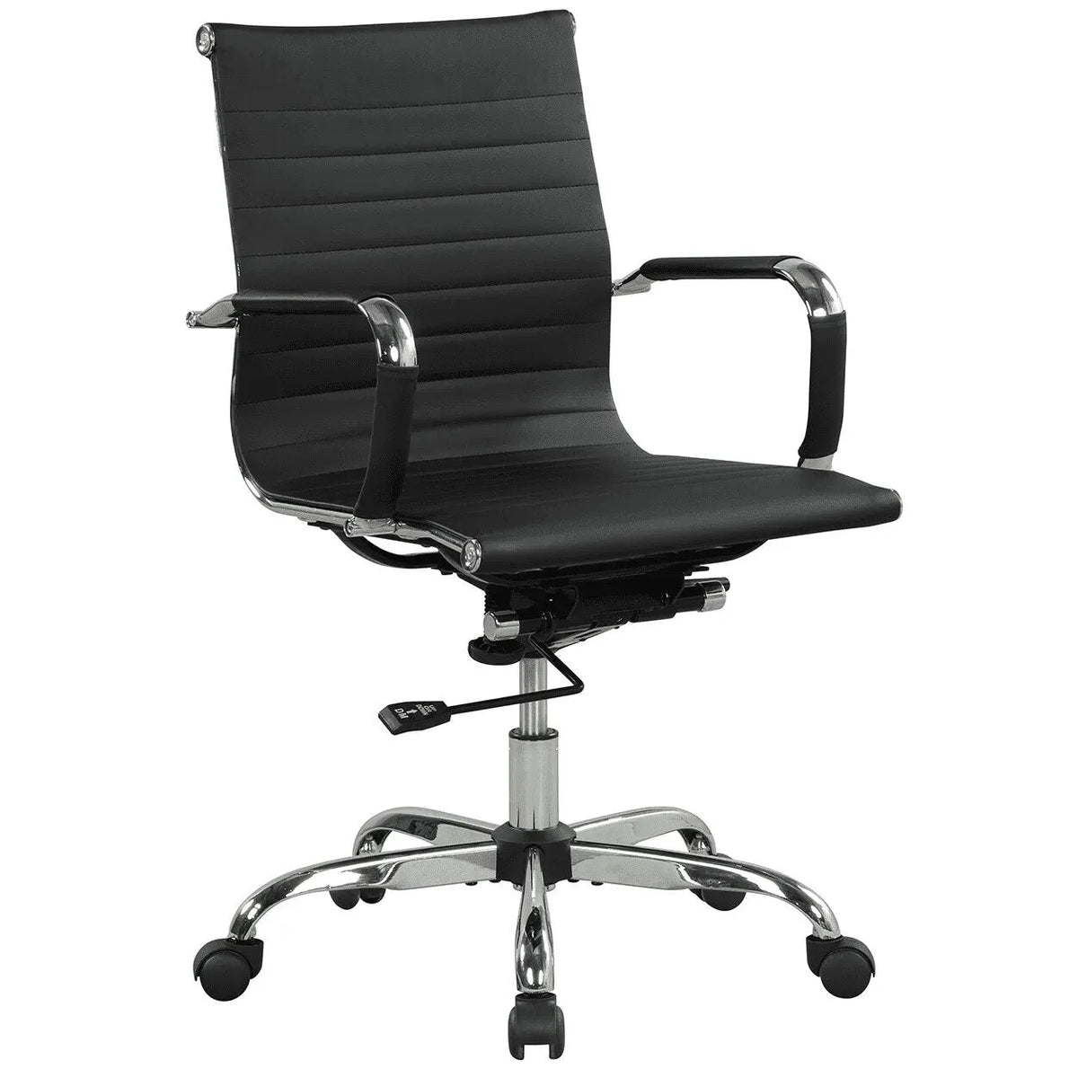 White Ribbed Back PU Leather Office Chair Z867433
