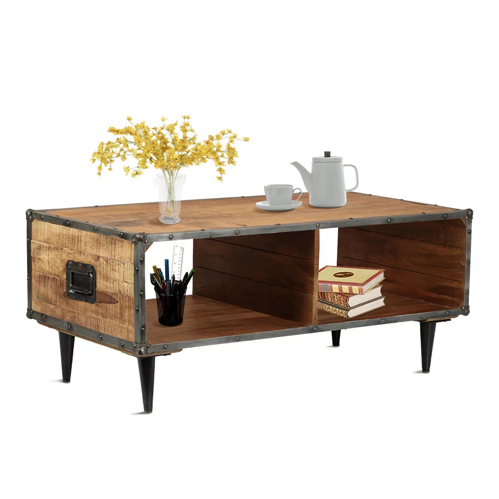 Solid Wood Coffee Table Rustic Oak F465125