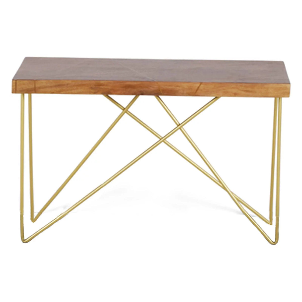 Warm Brown Pine and Brass Coffee Table B9605