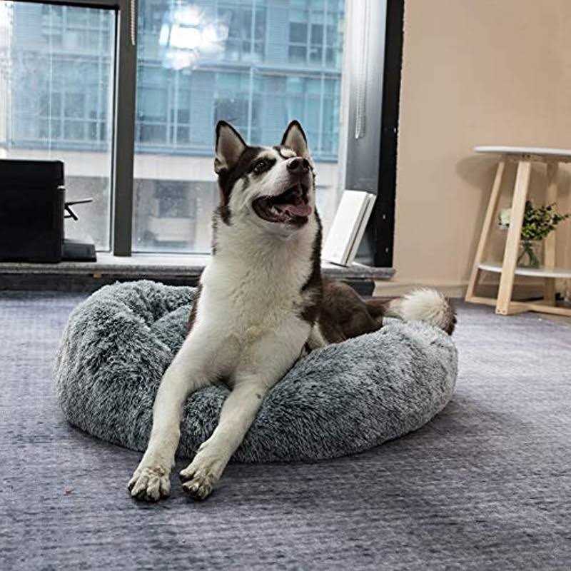 Oval Shag Faux Fur Washable Round Pet Bed R3399