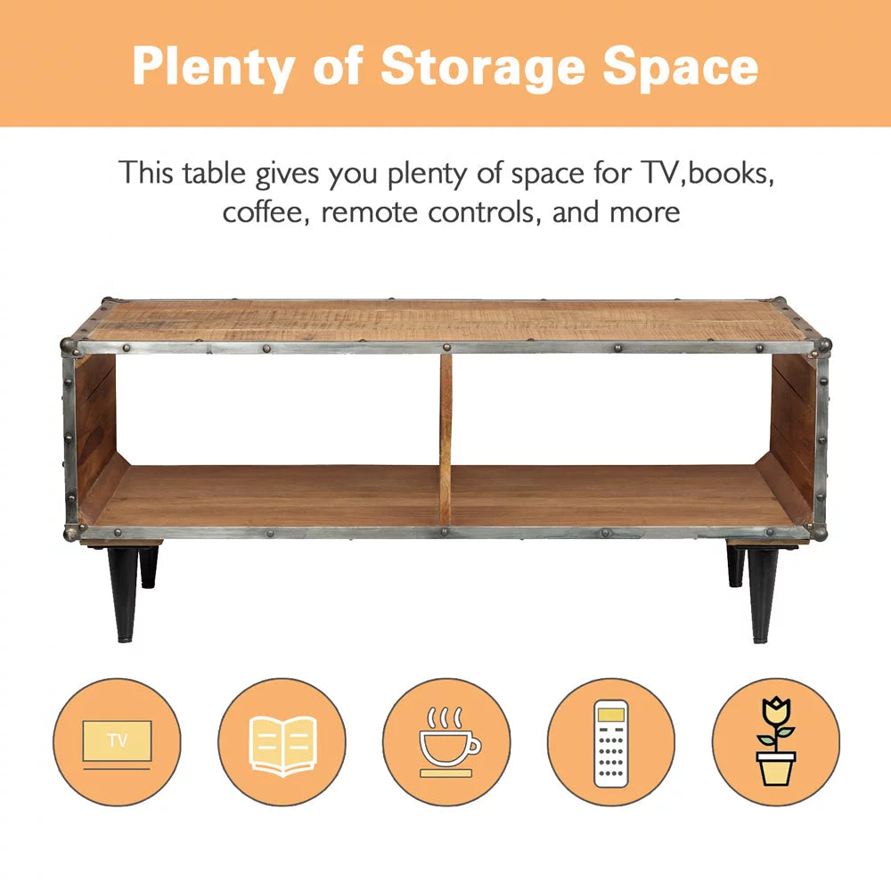 Solid Wood Coffee Table Rustic Oak F465125