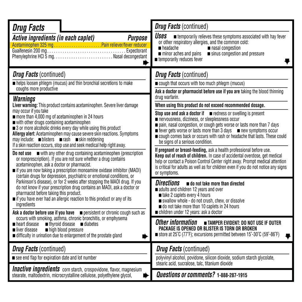 Acetaminophen Caplets 325mg 24 Count K180356