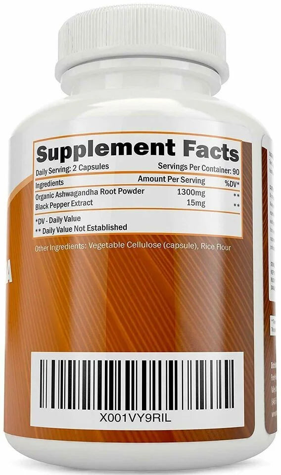 Organic Ashwagandha 180 Capsules W661