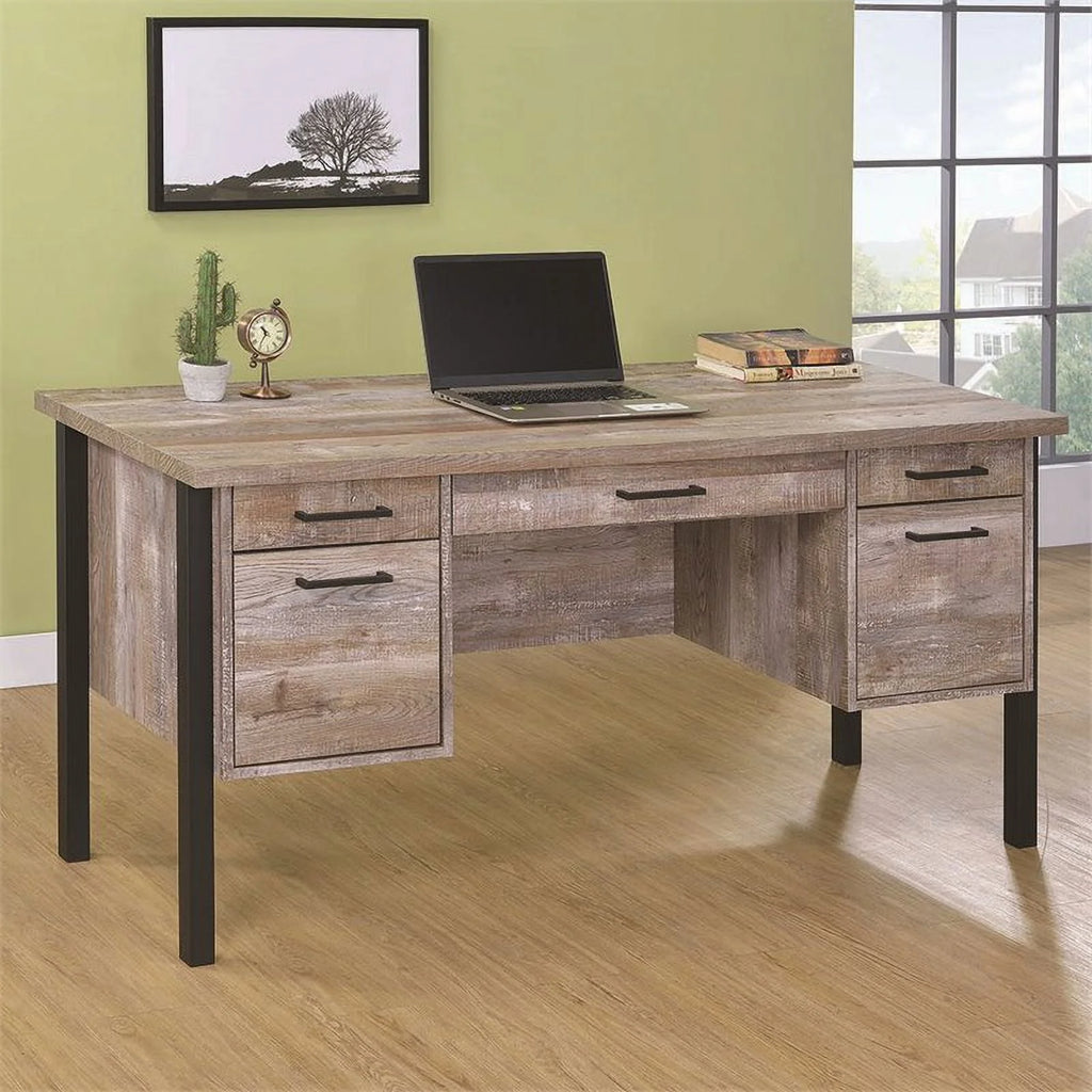 4-drawer Weathered Oak Office Desk X30629