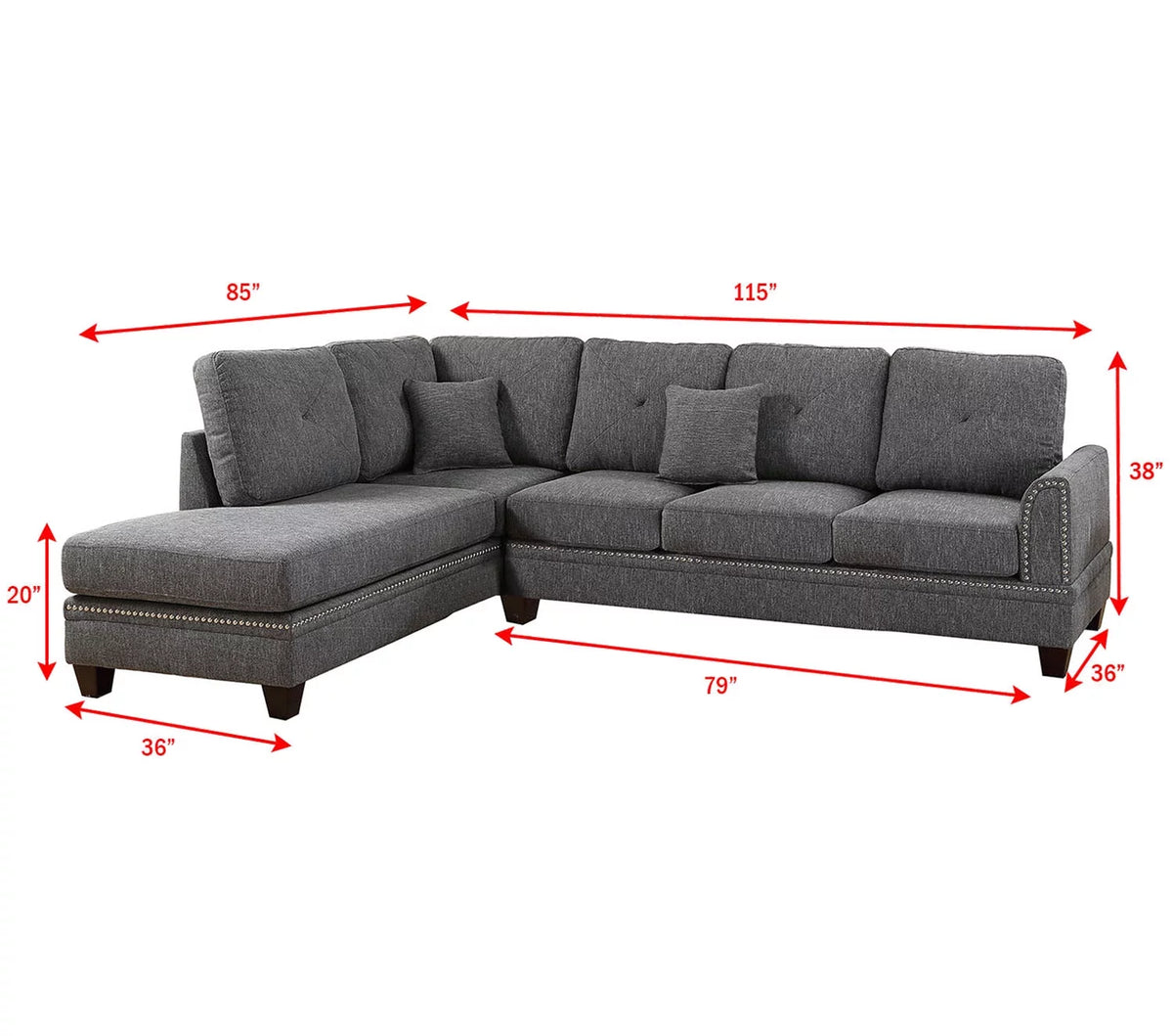 Ash Black Sectional D397
