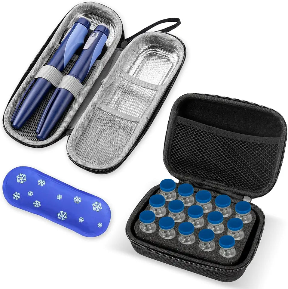 Insulin Pen Cooler Travel Case & 15-Slot Insulin Vial Holder U329