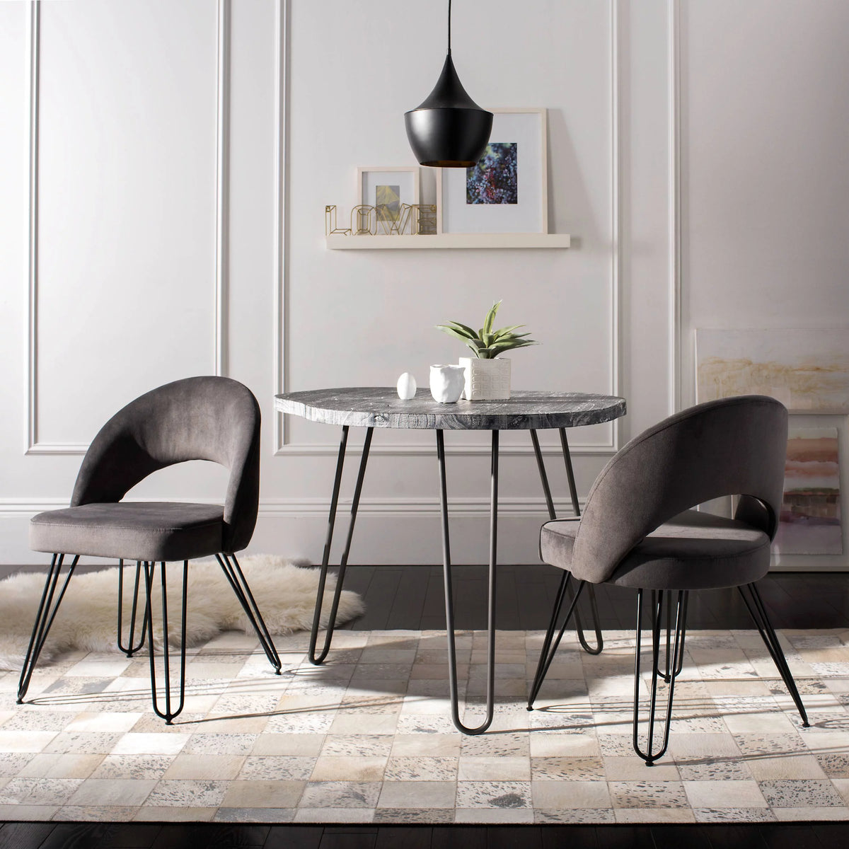 Velvet Upholstered Dining Chair Set of 2 D71613