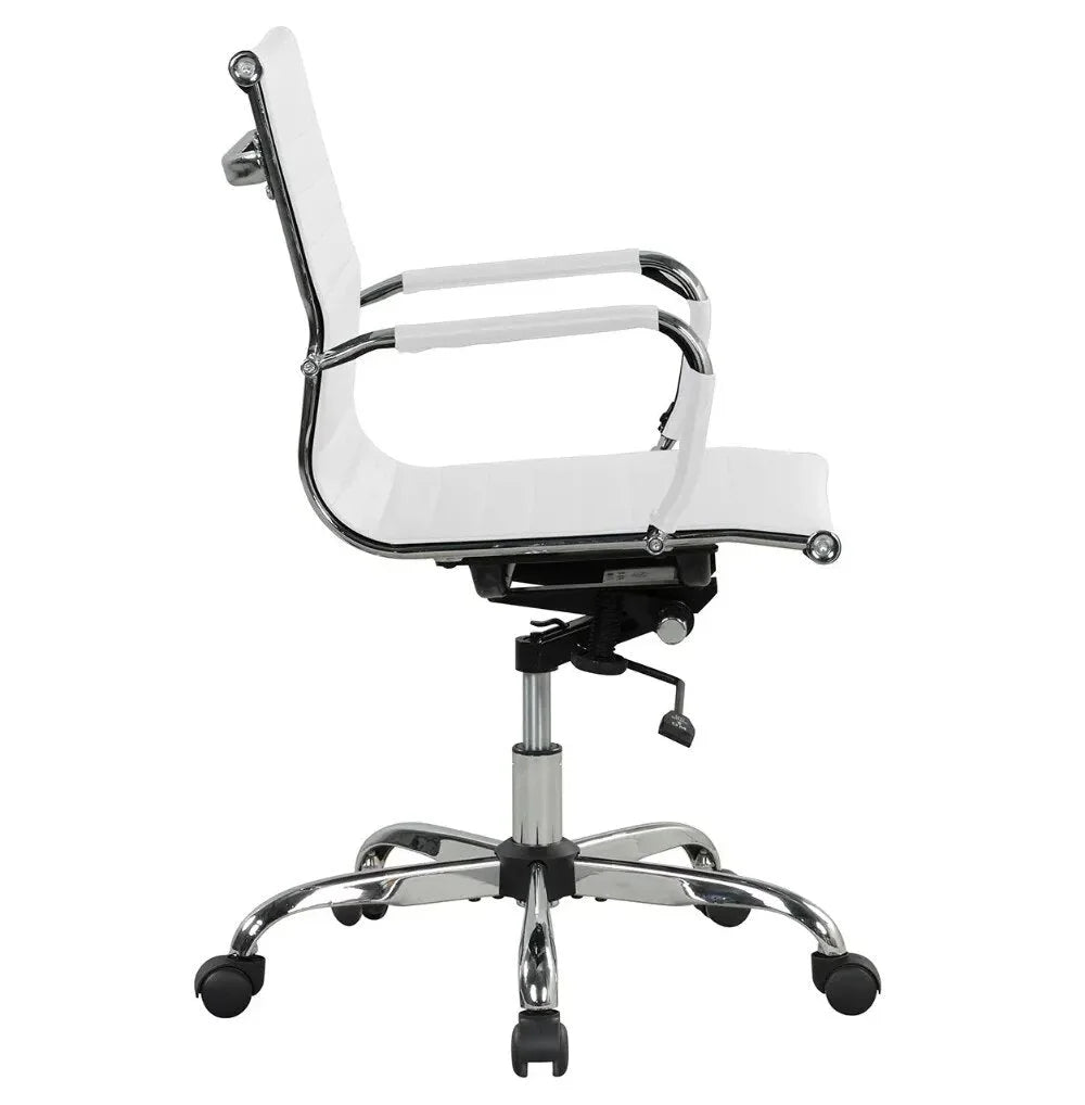 White Ribbed Back PU Leather Office Chair Z867433