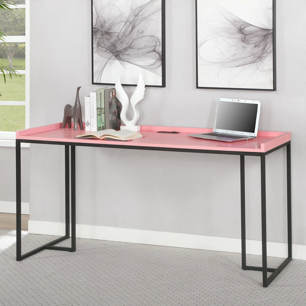 Contemporary Wood Big Desk with USB Plug F17020